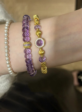 法国gentle motto法式轻奢风紫水晶盘缠串珠手链设计高级感时尚