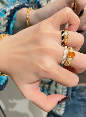 法国gentle motto新中式胖嘟嘟芬达锆石戒指  高品质百搭时髦