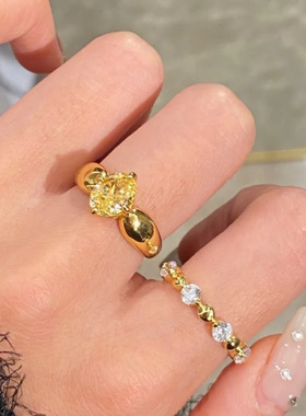 法国gentle motto新中式胖嘟嘟招财黄钻百搭戒指  高品质气质