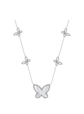 法国gentle motto潮流百搭蝴蝶满钻贝壳贝母项链女    时尚气质