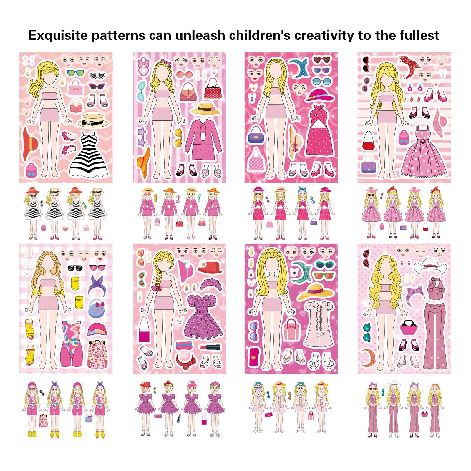 芭比娃娃女孩拼图贴纸粉色儿童益智手账DIY公主穿搭换装人物贴画,淘宝优惠券,粉丝福利购,淘宝优惠卷