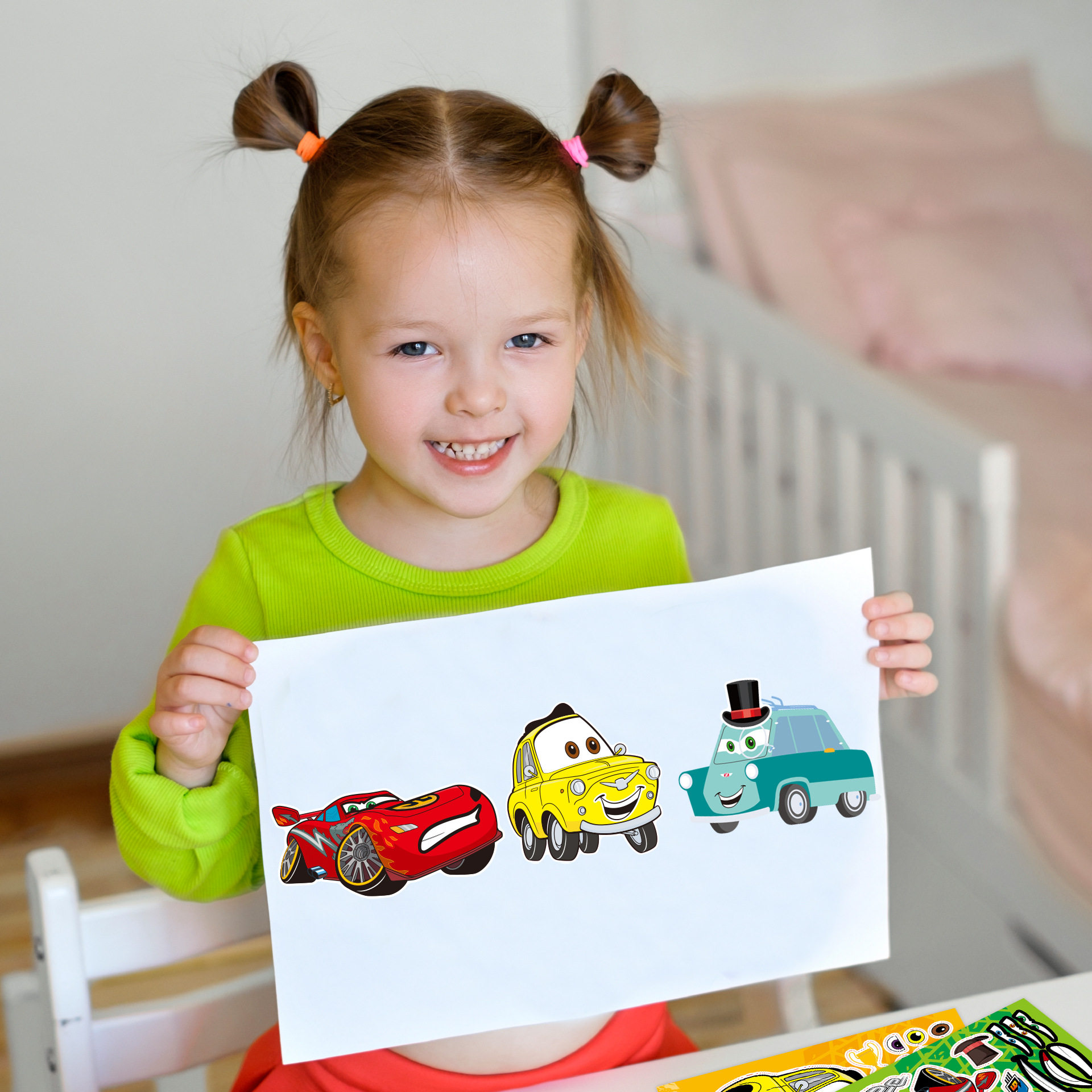 汽车总动员拼图贴纸卡通小车儿童亲子益智动脑diy手工装饰pvc贴纸,淘宝优惠券,粉丝福利购,淘宝优惠卷