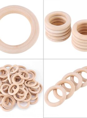 Wood DIY Crafts 50pcs Unfinished Natural Wooden Round Rings