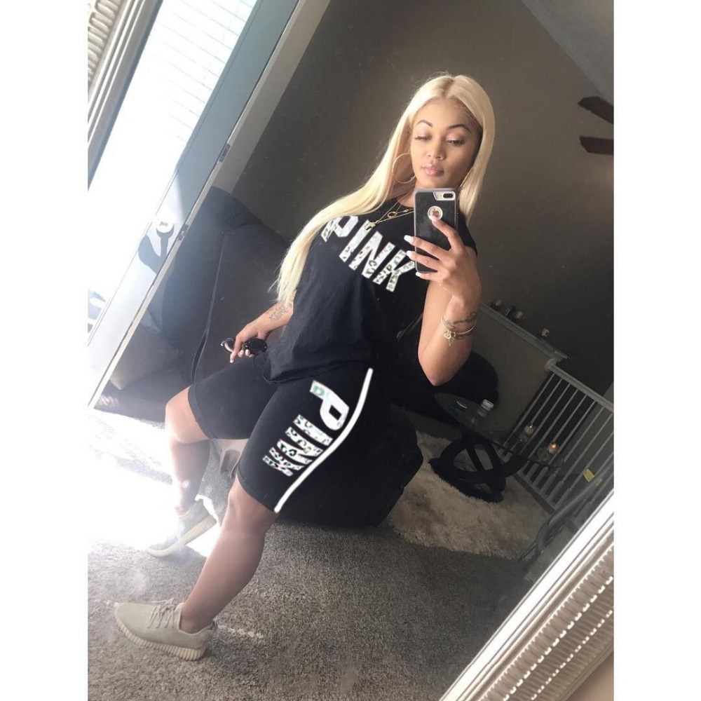 Fanco Casual Pink Letter Print Women Two Piece Set New Summe - 图2