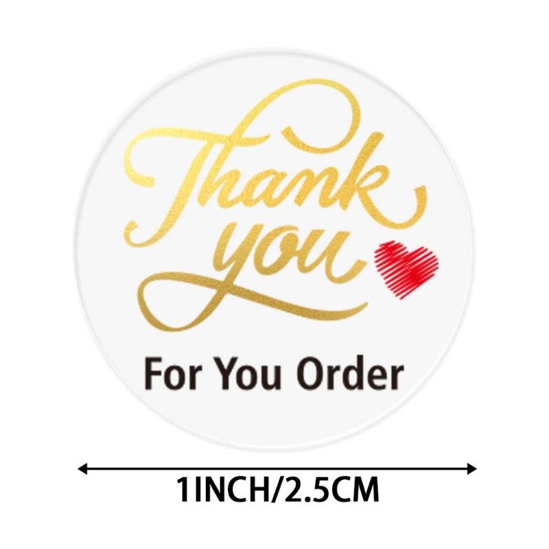 500pcs/roll Round Transparent Thank You Stickers Package Sea - 图0