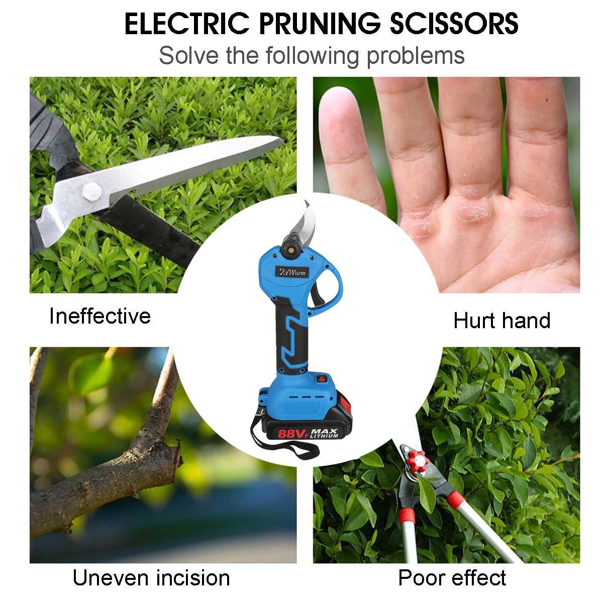 88V Cordless Pruner Electric Pruning Shear 18000mAh Lithium- - 图0