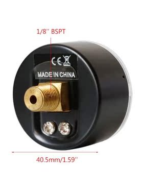 Pressure Gauge 40mm 1/8 BSPT Rear Back 15-300 PSI & Bar 适用