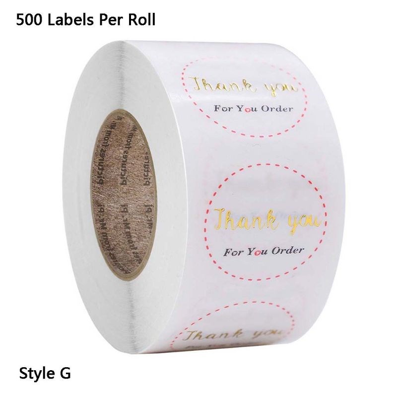 500pcs/roll Round Transparent Thank You Stickers Package Sea - 图1