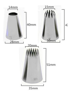 3pcs Icing Piping Nozzles Russian Pastry Tips #1A 1E 9FT Rou