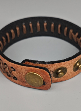 欧美复古做旧编织牛皮手链