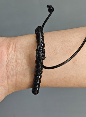 简约抽拉绳木珠手串个性小礼品礼物尺寸可调节男女手链小饰品