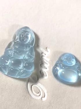 高冰种玛瑙玉髓吊坠老坑翡翠色神秘海蓝宝色危料蓝水色观音佛挂坠