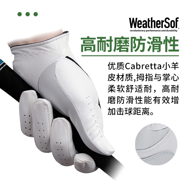 FootJoy(FJ) 高尔夫小羊皮手套男 WeatherSof 防滑透气左右手套