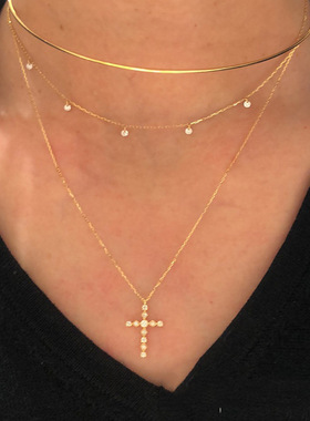 日式轻奢s925银电镀14k金 相信系列 锆石 光芒闪耀镶钻项链