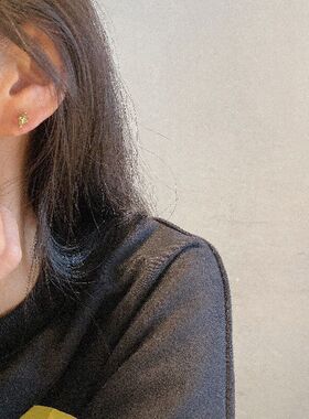 日系设计师topwhits925银睡觉免摘小巧气质马眼橄榄绿耳钉女简约