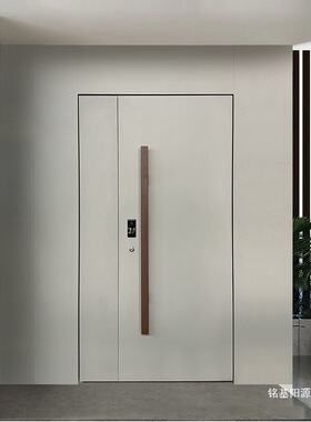 奶油风入户门子母门白色防盗门别墅大门进户门家用一门一景铸铝门