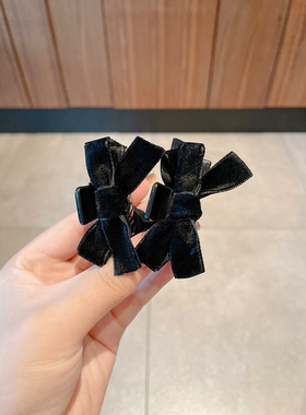 王心凌同款发夹黑色丝绒结头饰侧