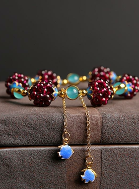 国风天然石榴石简约女款石榴石手