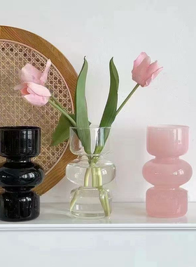 ins风中古玻璃花瓶高级感客厅装