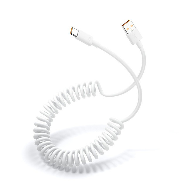 Spring telescopic cable 66W fast charging vehicle data cable
