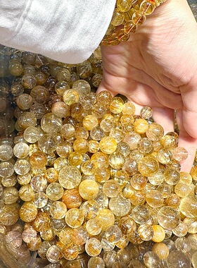 天然金发晶手链散珠圆珠多宝手串单珠吊坠招财转运珠子diy配珠子