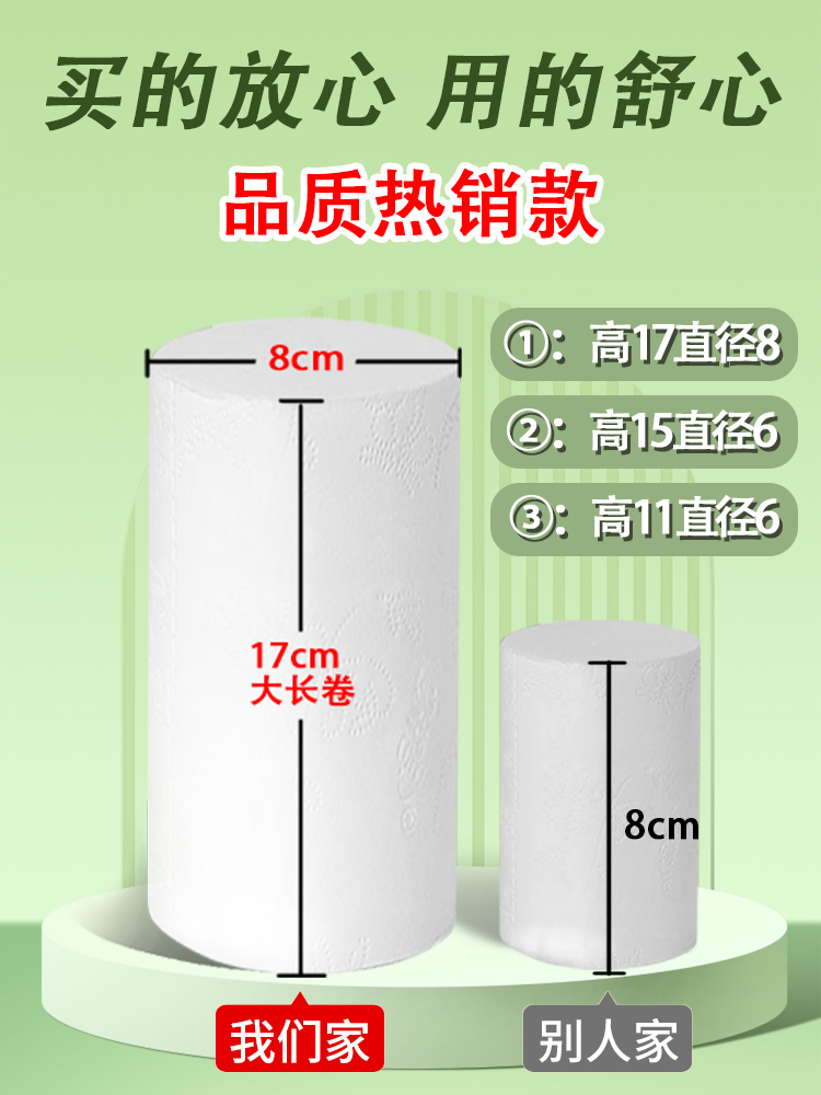 原生木浆家庭装手纸卷筒纸厕纸纸巾卷纸卫生纸无芯家用实惠整箱批 - 图0