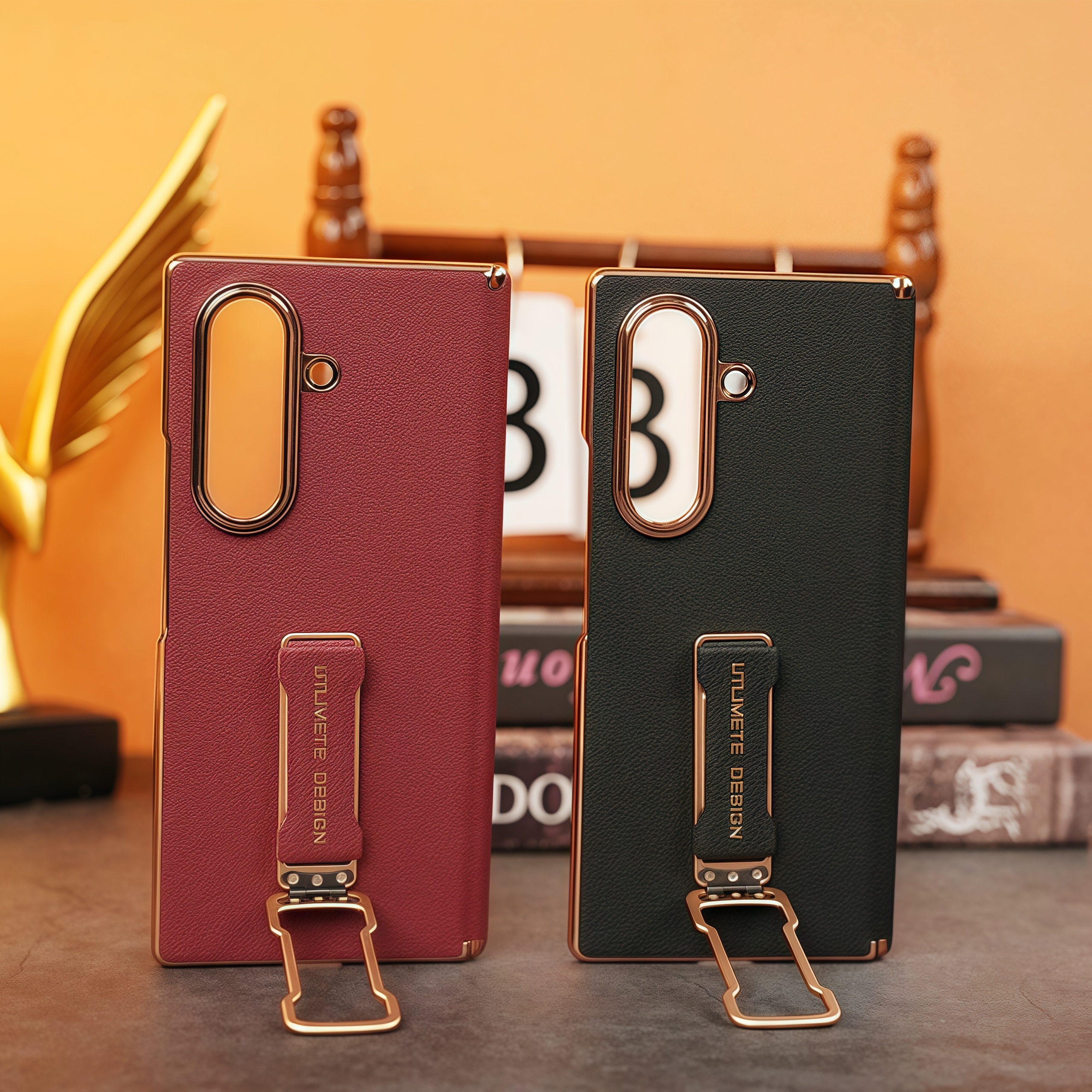 适用于三星Fold7手机壳折叠屏防摔270度旋转支架腕带保护套w26电镀金边双中轴磁吸铰链商务皮套高端轻奢外壳 - 图2