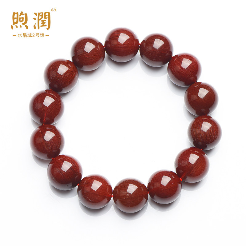 天然红发晶手链男女通透顺发红水晶手串本命年母亲节送妈妈礼物