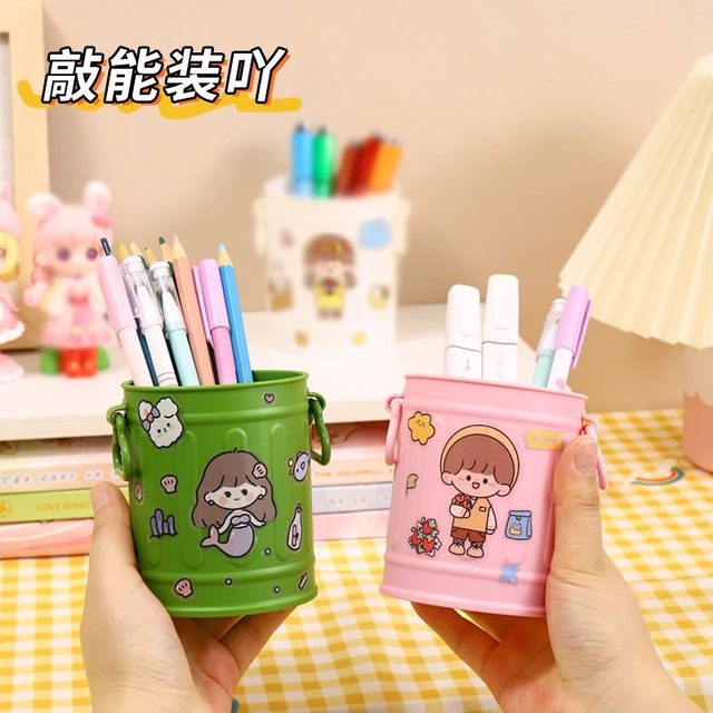 Girls' heart pen holder ins cute niche retro