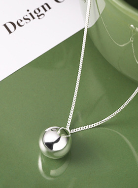 日系cherry kitty925银小球毛衣链女长款圆球小众设计师款银珠