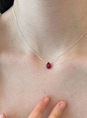 日系Cherry Kitty轻奢高级感红色水滴项链女vingate奢华高端吊坠