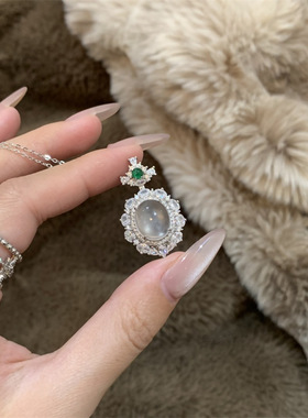 日系Cherry Kitty新中式镶钻冰透蛋面项链女复古轻奢高级感颈