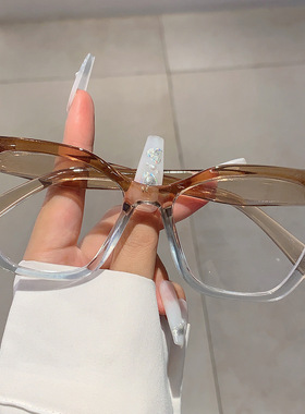 日本cherry kittyins猫眼欧美素颜平光镜眼镜架个性拼接防蓝光