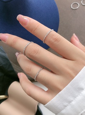 日系cherry kittys925银车花闪光细戒指ins简冷淡风指环关节尾戒