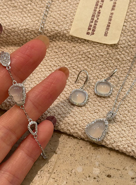 日系cherry kitty白玉随套装组合~~s925银首饰女葫芦福禄双全