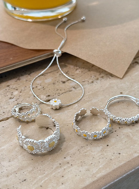 日系cherry kittys925通体银雏菊系列银饰年春夏小清新甜美首饰