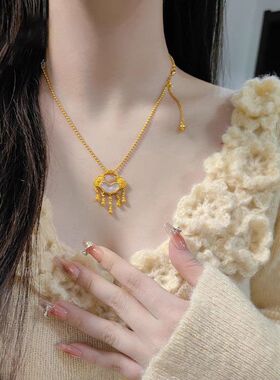 日系Cherry Kitty新中式复古风如意平安锁项链女ins国潮宫廷风吊