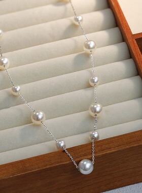 日系Cherry Kitty满天星珍珠流苏项链女ins轻奢小众高级感锁骨链