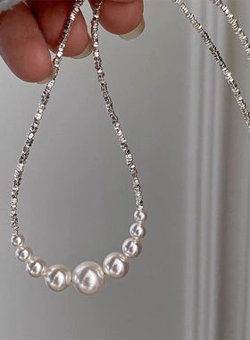 日系Cherry Kitty法式轻奢碎银子珍珠项链女vingate奢华高级感颈