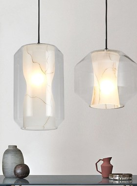 Scandinavian Nordic White Glass Pendant Light Marble Glass L
