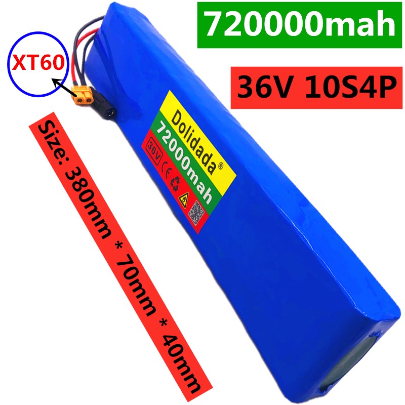 XT60 36V 10S4P 72Ah 600W High power capacity 18650 lithium b-图0