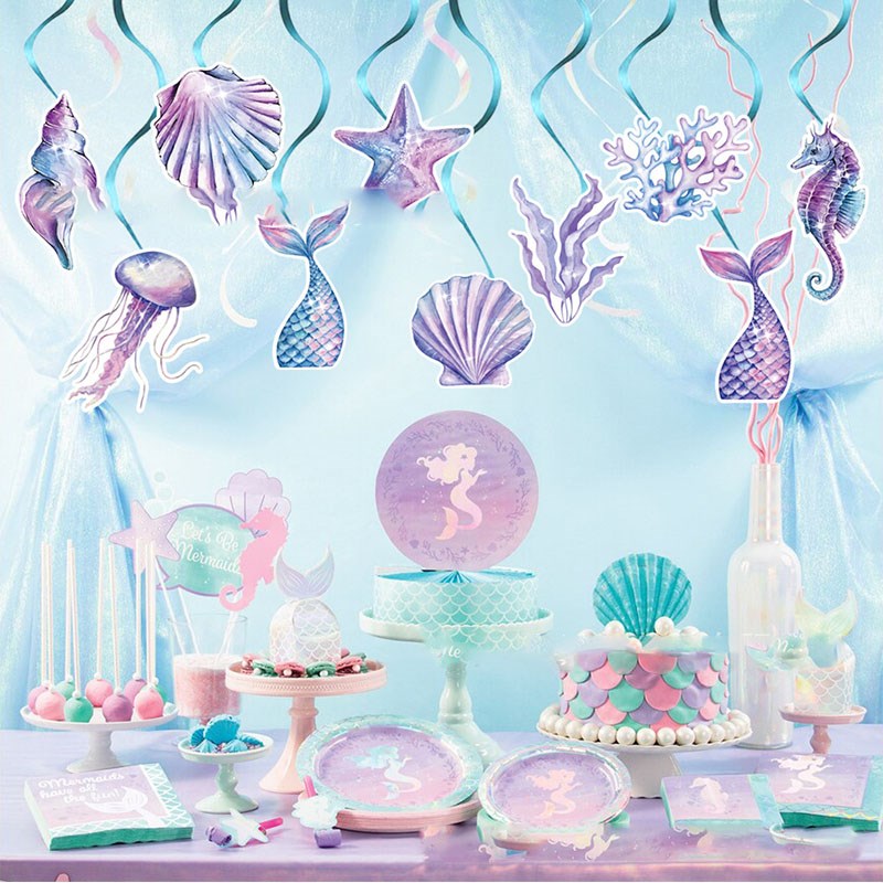 Mermaid Theme Garlands Pendant Aquatic Shell Seahorse Spiral-图1