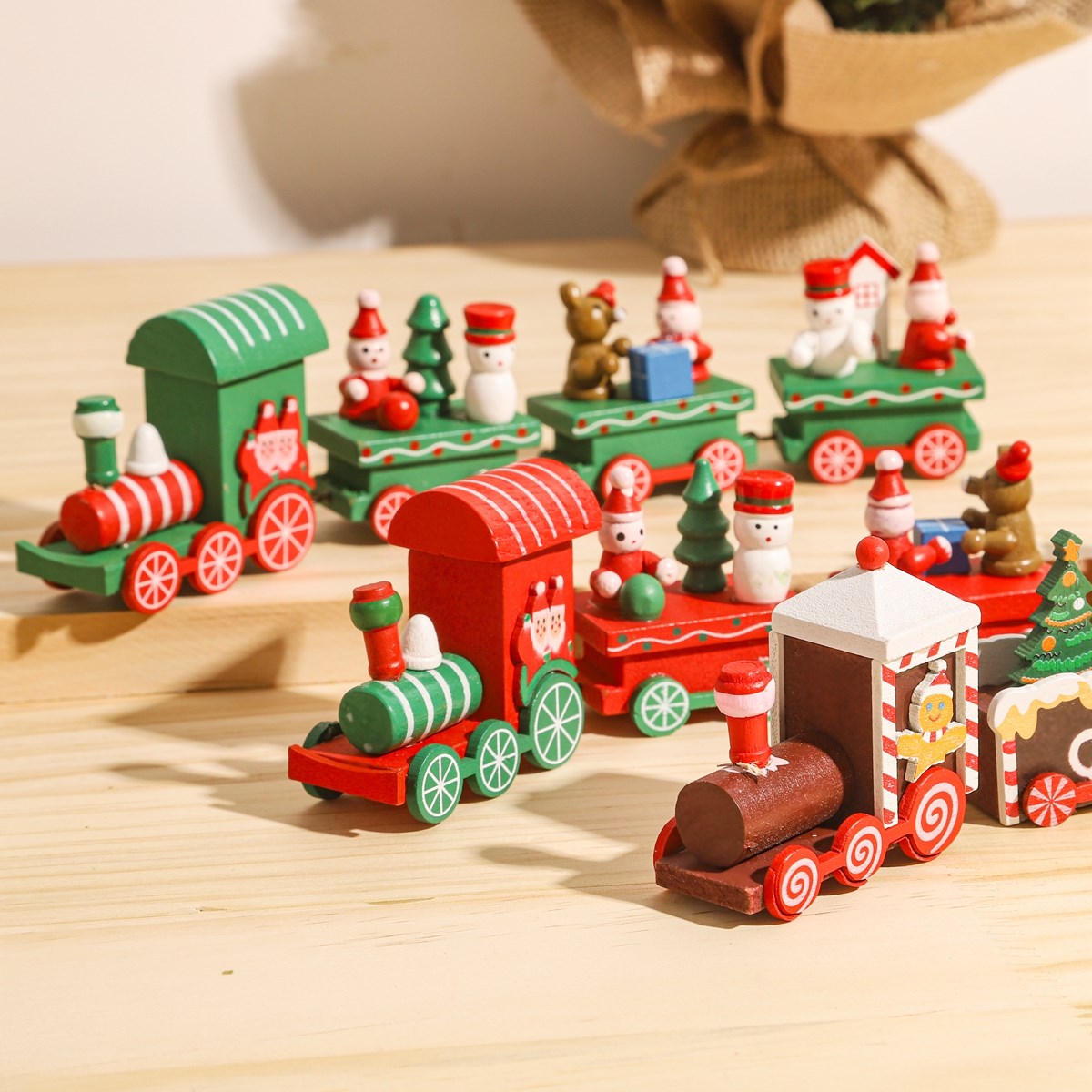 Christmas Wooden Train Merry Christmas Ornaments Christmas D - 图2