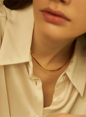 日本portney bell简约轻奢蛇骨链钛钢项链百搭不掉色女基础款扁