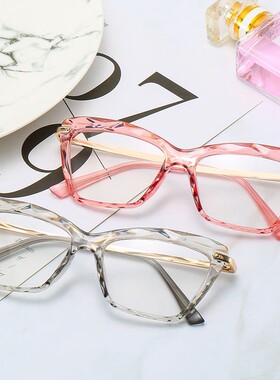 日本Portney Bell欧美复古透明多切面水晶眼镜框可配近视圆形