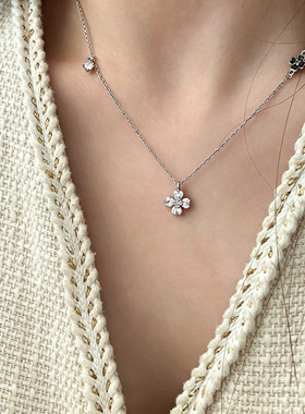 英国设计师cherry kittys925银闪钻幸运草项链女轻奢小众设计高级