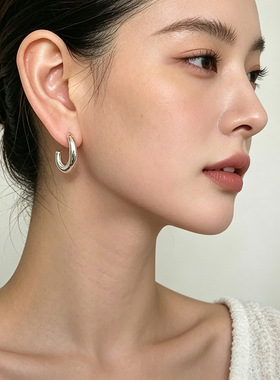 英国设计师cherry kitty银s925银耳钉女轻奢素圈百搭简约高级