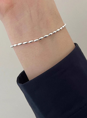 日本portney bells925银米粒橄榄珠手链女ins小众设计简约百搭