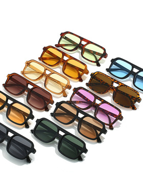 日本portney bell新款方形太阳镜 欧美时尚简约百搭双梁pc多色