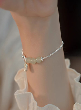 日本portney bells925银和田玉碎银子手链女ins新中式小众轻奢